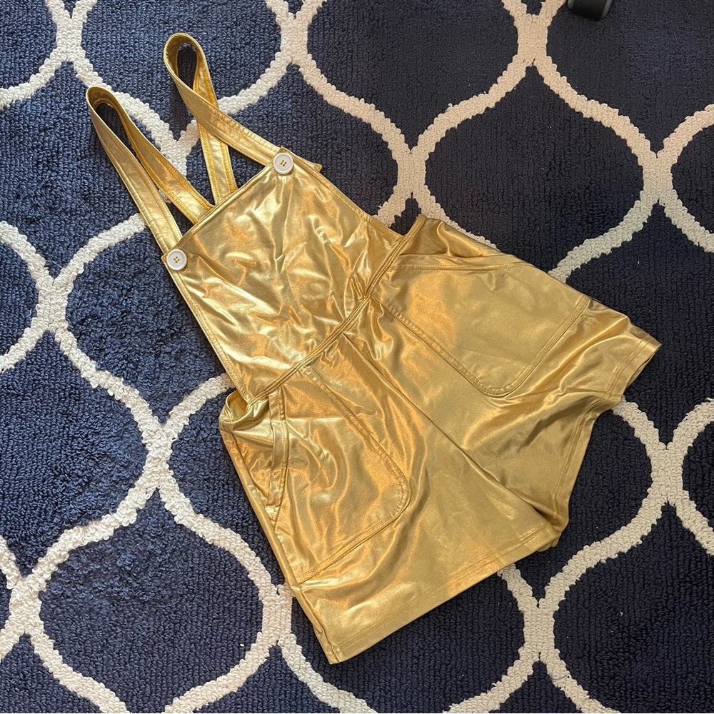 Gold overall shorts